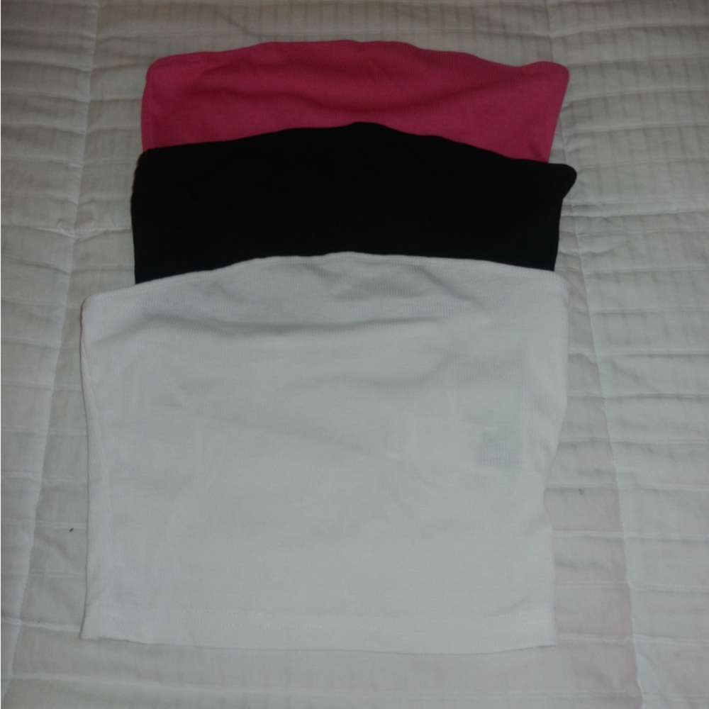 pack of 3 tube tops (pink white and black)